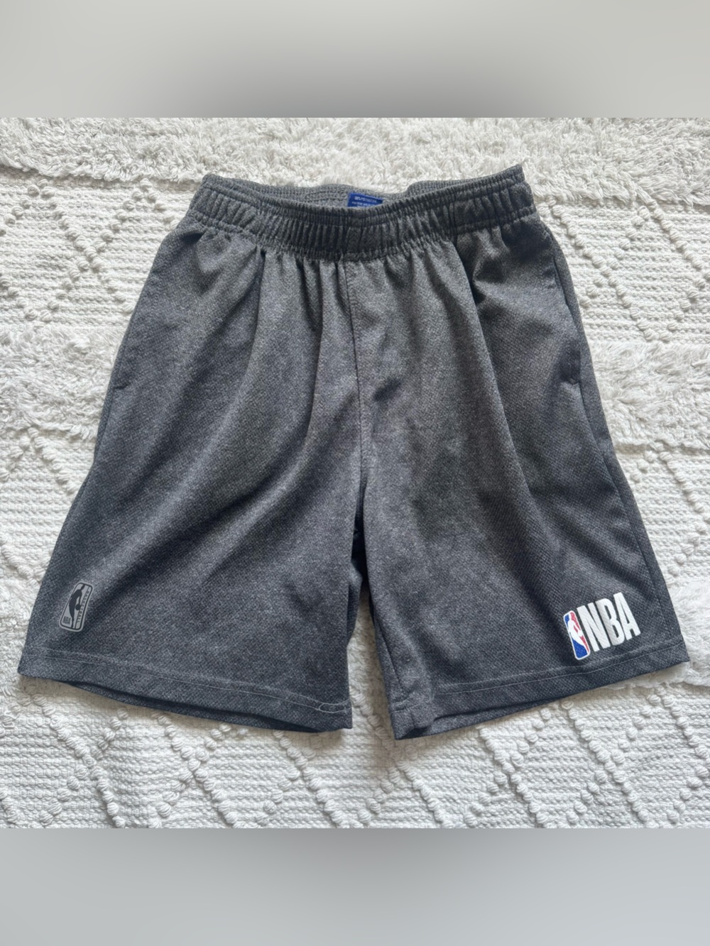 NBA Boys Gray Athletic Basketball Shorts with Logo Size 14-16